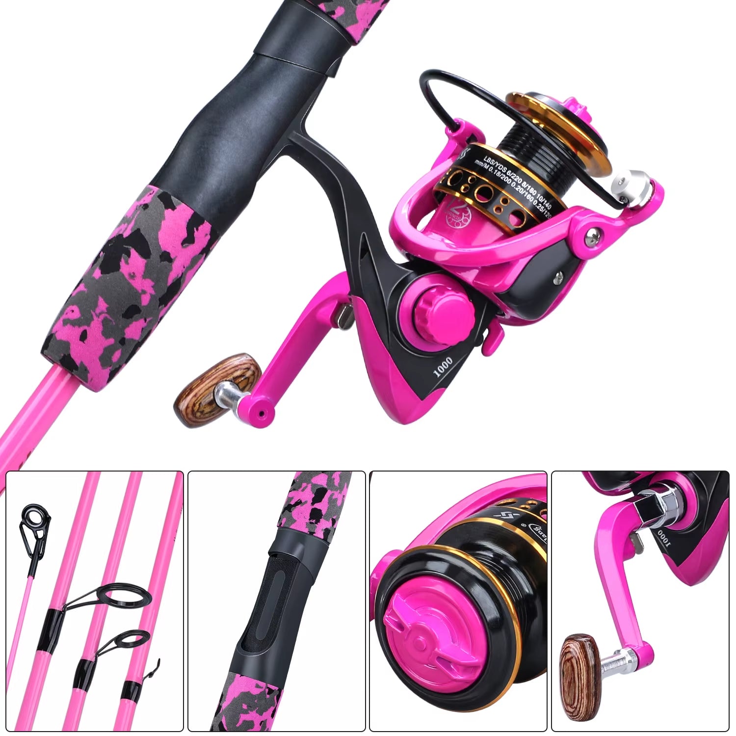 Portable 5 Sections Fishing Rod Combo Fishing Rod and 1000 -3000 Series Spinning Reel Set Pesca Fishing Tackle