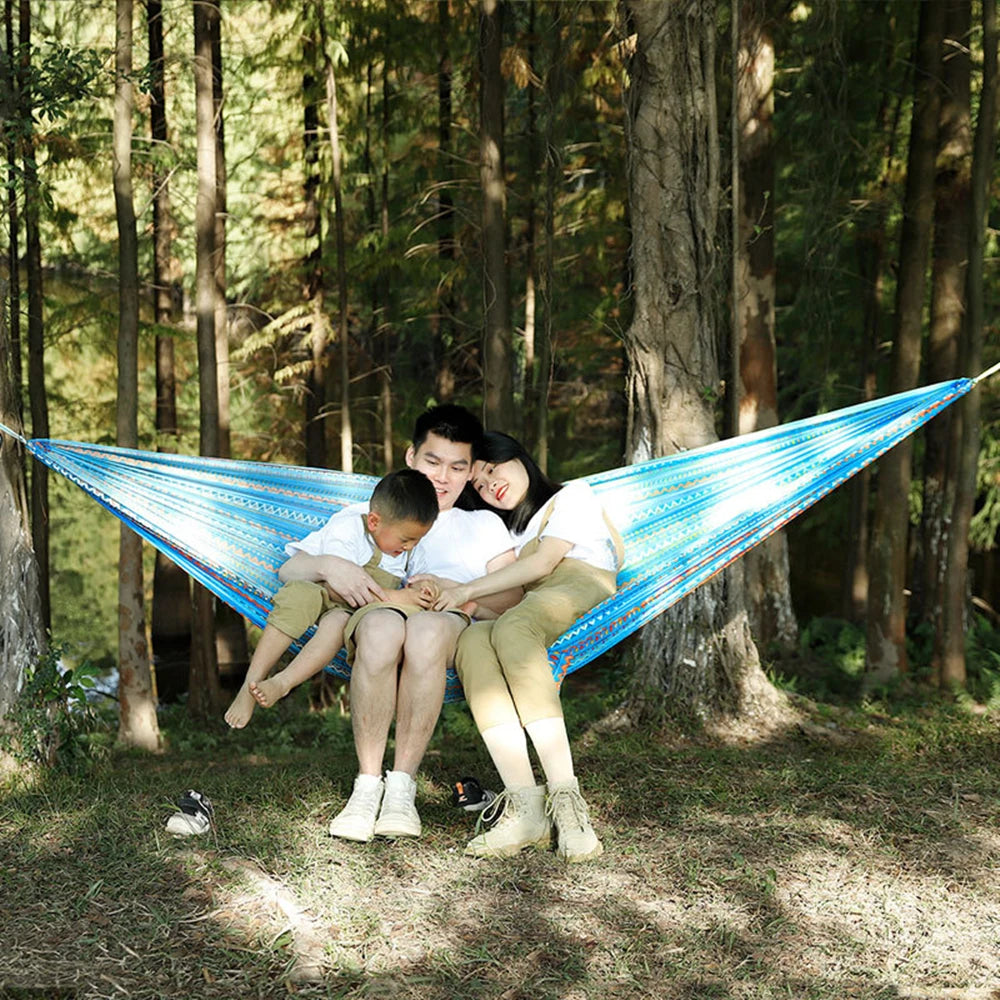 Portable Outdoor Garden Hammocks Quick Open Parachute Cloth Double Travel Camping Sleeping Hanging Hammock Swing Nature Hike