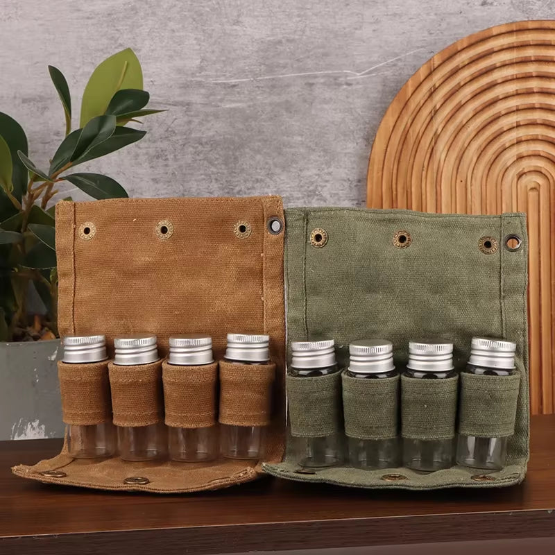 Outdoor Jar Storage Bags Canvas Seasoning Storage Bag Organizer Outdoor Camping Barbecue Picnic Seasoning Container Set