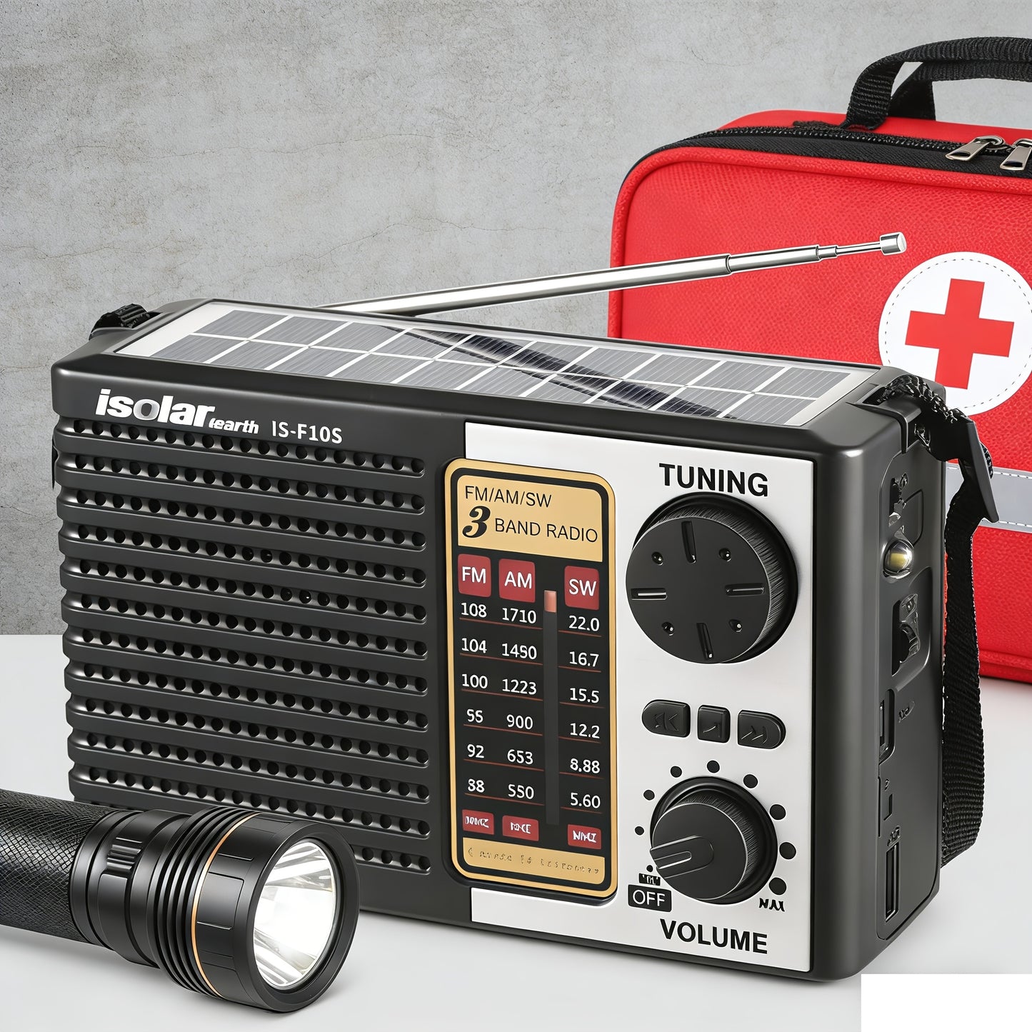 Portable Solar Radio | Digital Speaker MP3 Player | | Flashlight, Emergency Radio
