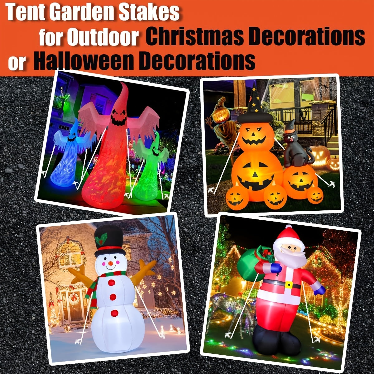 GLOW IN THE DARK 12pcs Set Tent Pegs - Don't trip over them AGAIN!