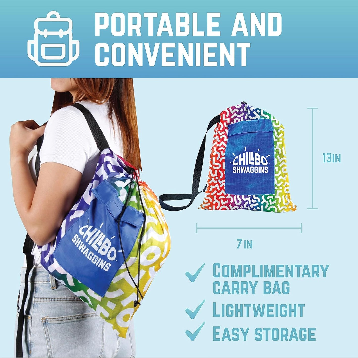 Shwaggins Inflatable Couch – Cool Inflatable Chair Easy Setup Perfect for Hiking Gear, Beach Chair and Music Festivals.(Rainbow Swizzle)