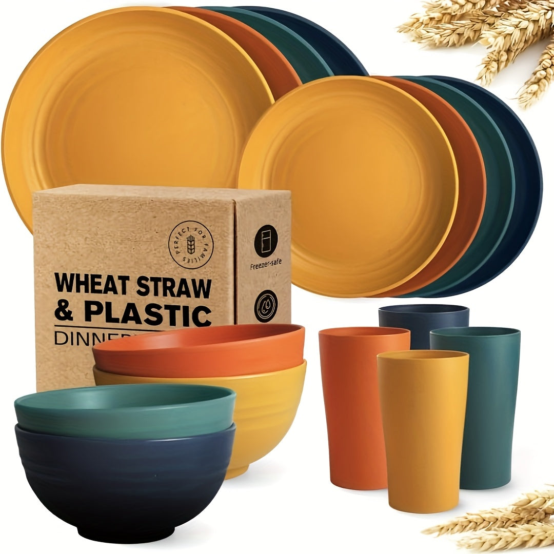 16pcs Wheat Straw Dinnerware Set - Unbreakable!!