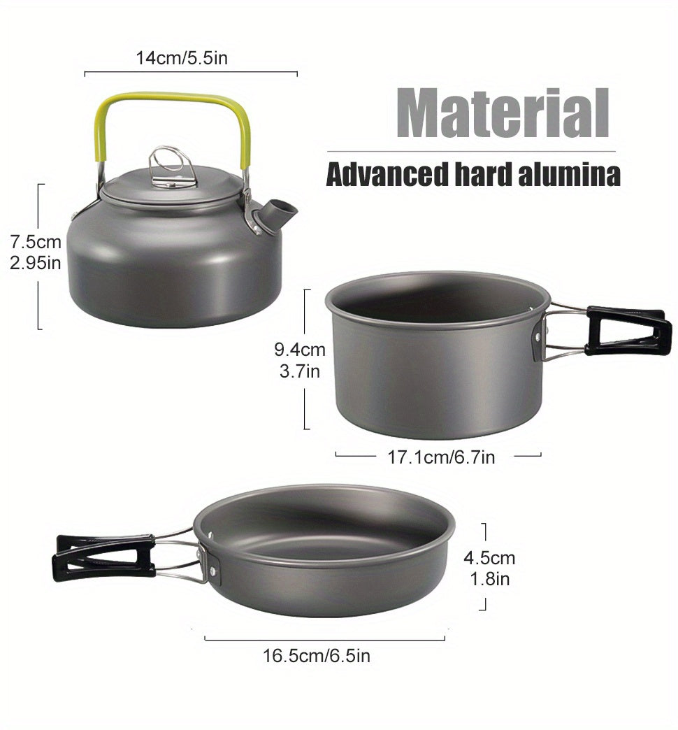 3pcs Camping Cookware Set, Aluminum Outdoor Portable Cooking Gear
