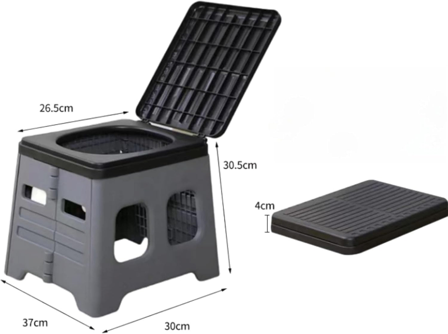 Portable Camping Folding Toilet with Lid,Travel Potty Plastic for Adults, Extra Large Portable Travel Toilet for Car,Hiking,Beach and Grey