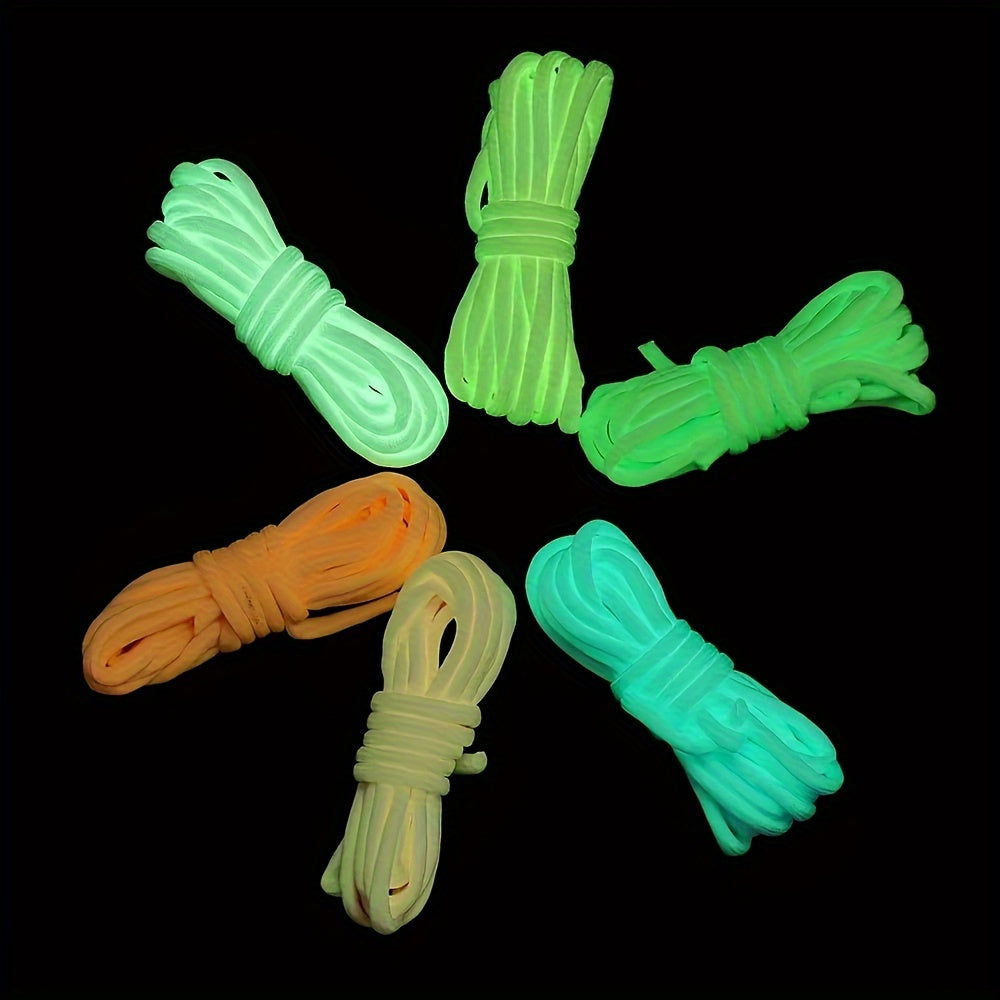 4pcs Glow-in-the-Dark Camping Rope, Durable Nylon - STOP tripping over tent ropes :)