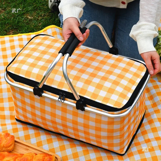 Large Capacity 30L Camping Picnic Basket Aluminum Foilfolding Insulated Portable Outdoor Food Storage Bag Cooler Foldable Bags