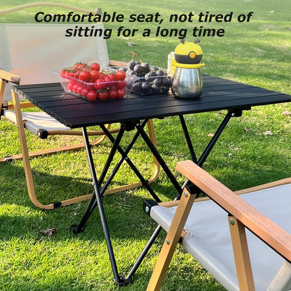 Lightweight Camping Table with Aluminum Table Top, Folding Side Table, Black Table Perfect for Outdoor Camping Cooking BBQ Hiking Fishing Picnic Beaching (1.4 KG, 40 * 35 * 29 CM)
