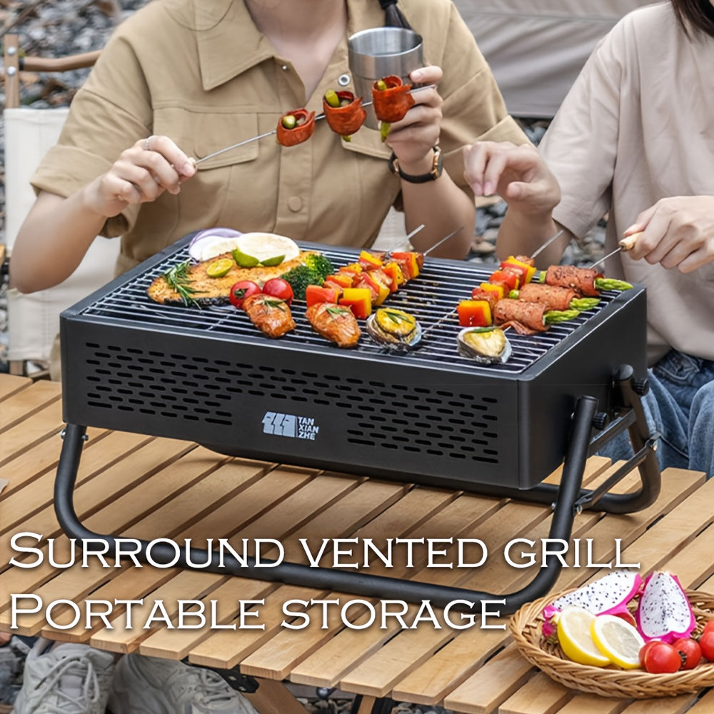 1pc Outdoor Portable Grill- Perfect For Camping/ Fishing/Picnics - Reusable & Foldable