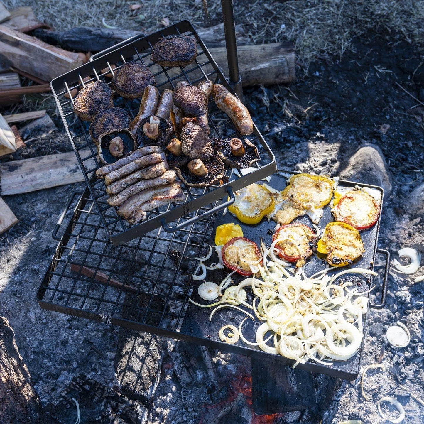 Kings Campfire Cooking Grill BBQ Combo Swing-Away W/Billy Arms