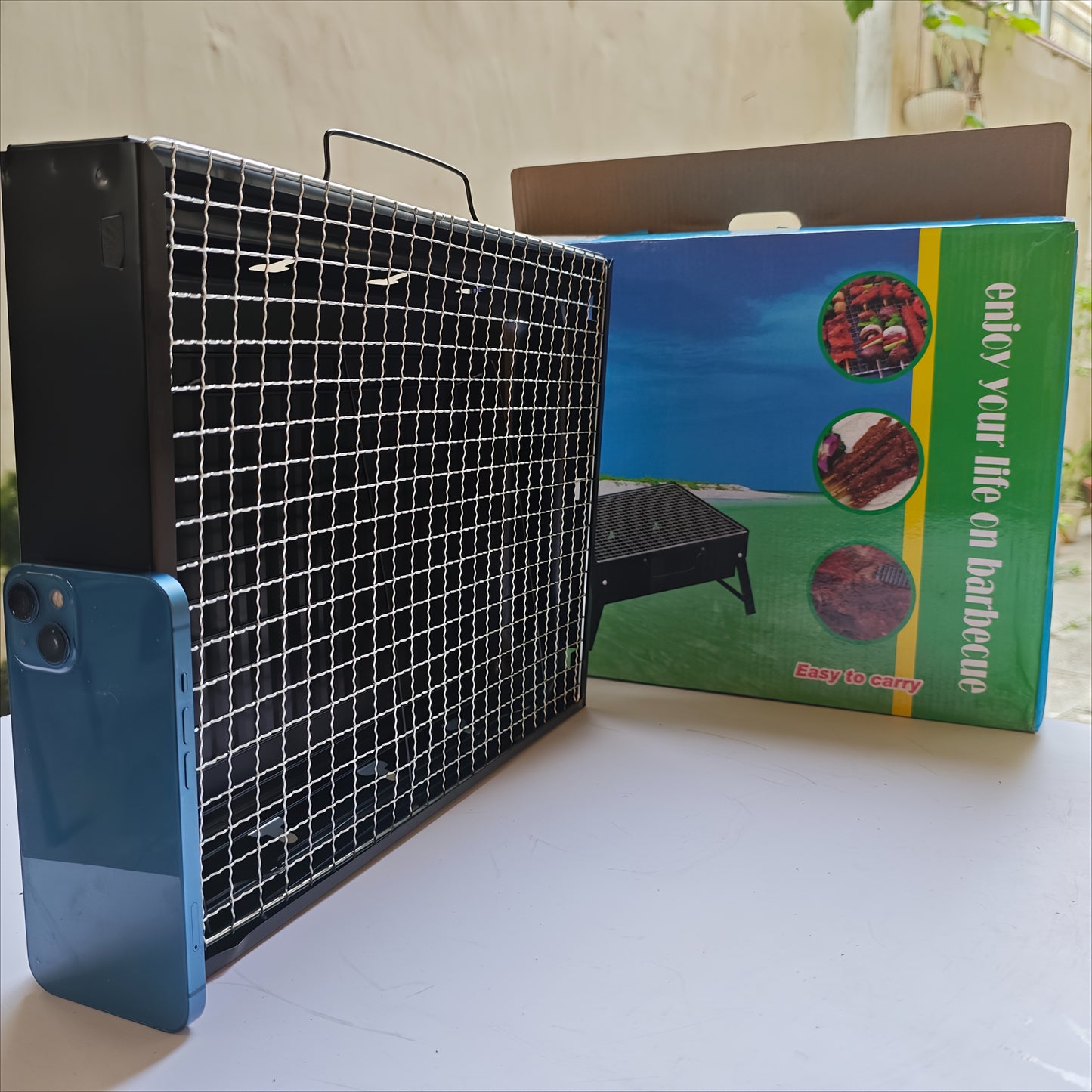 Portable Foldable BBQ Grill, Iron Construction, Uncharged, Compact & Convenient