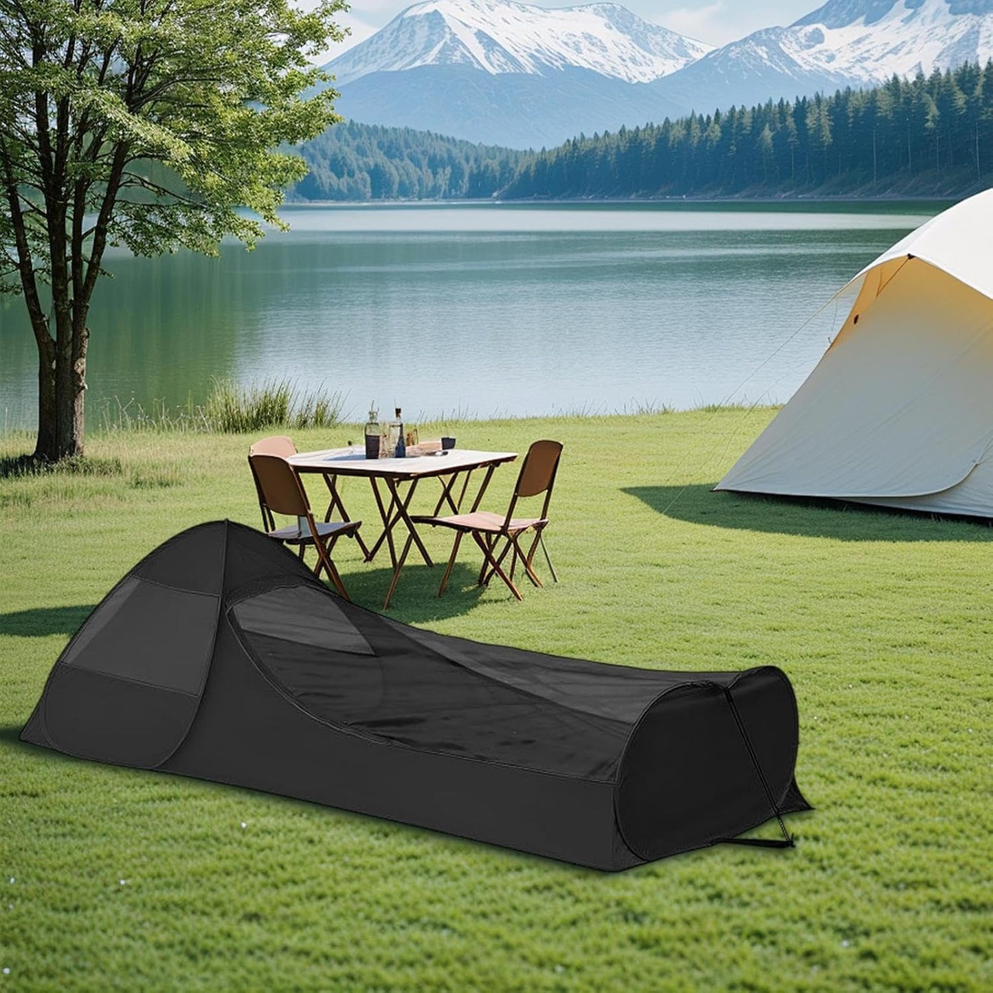 Foldable Pop-Up Single Bed | Bed Canopy Sleeping Bag Net Tent with Double Zipper,Finer Mesh Shelter, Breathable Camping Gear for Travel Bedroom and Outdoor Trips