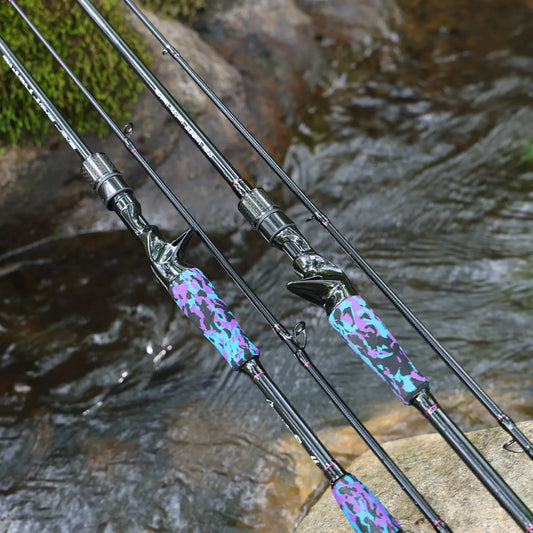 Fishing Rod Medium 2 Sections Graphite Composite Blank Spinning & Casting Rod Camouflage EVA Grip Fishing Pole