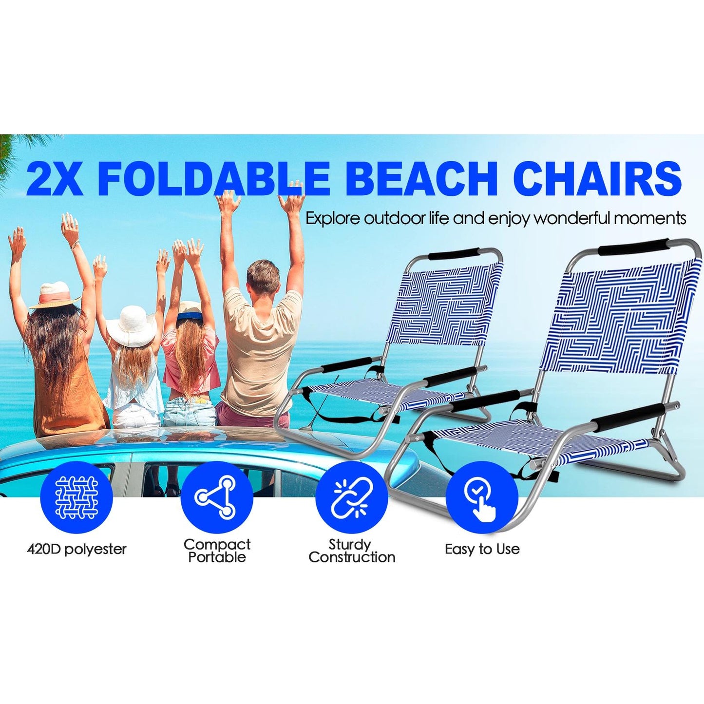 2x Portable Beach Chairs | Folding
