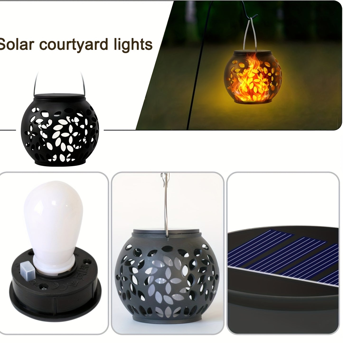 4pcs Solar LED Flame Pendant Lights - Glam your camping trip!!
