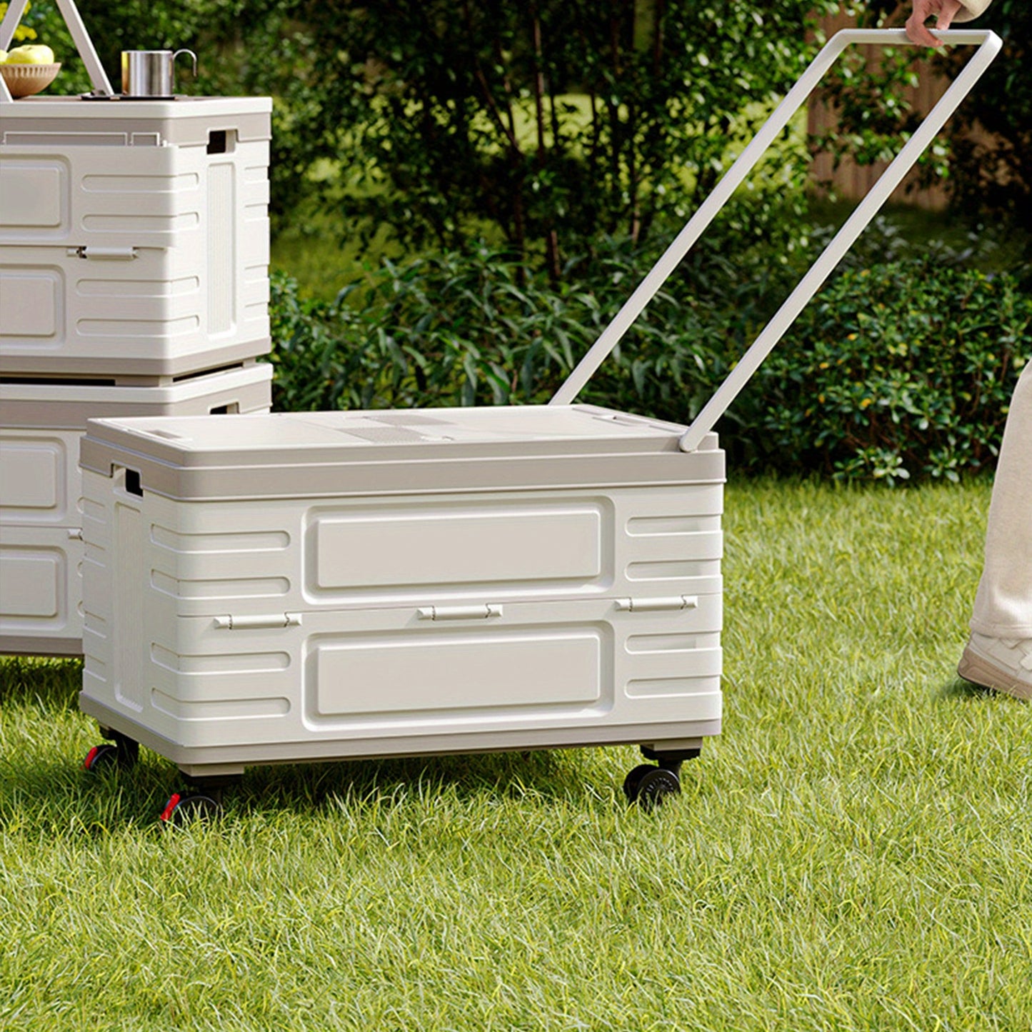 60L Heavy-Duty Collapsible Storage Box with 4-Wheel Mobility & Flip-Top Lid