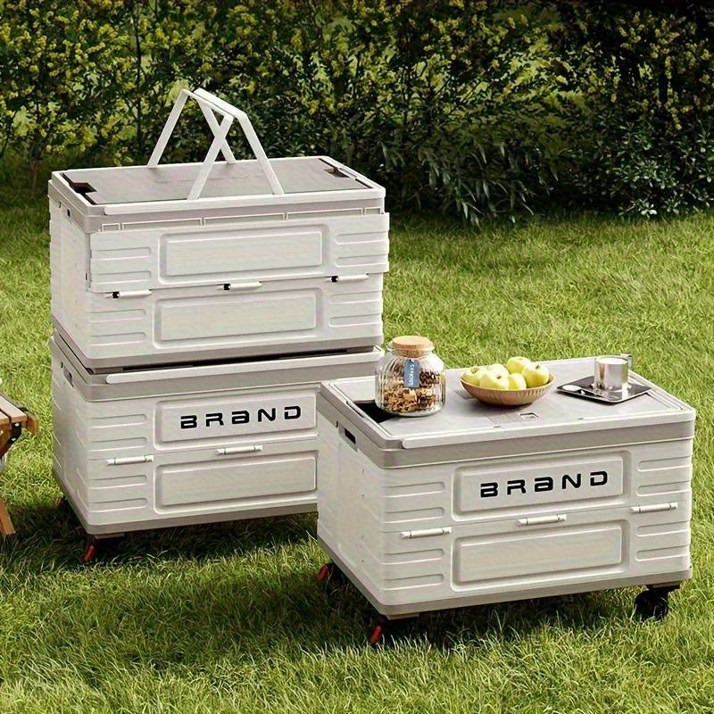 60L Heavy-Duty Collapsible Storage Box with 4-Wheel Mobility & Flip-Top Lid