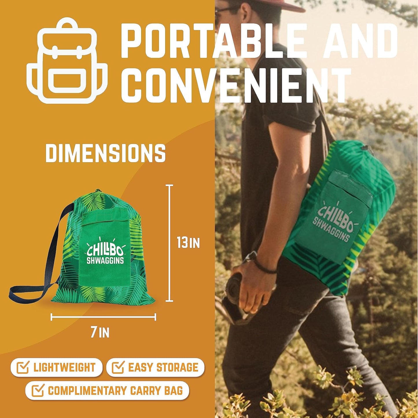 Shwaggins Inflatable Couch – No-Pump Setup, Ripstop Polyester, Portable Air Lounger for Beach, Camping, Festivals - Green Leaf