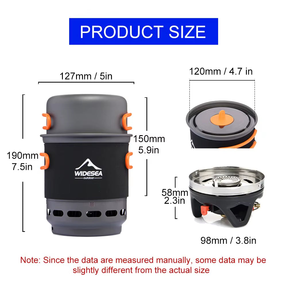 Camping Cooking System with Heat Exchanger Outdoor Gas Burner Stove Tourist Pot Set Cup Tableware Cookware Tourism Hike