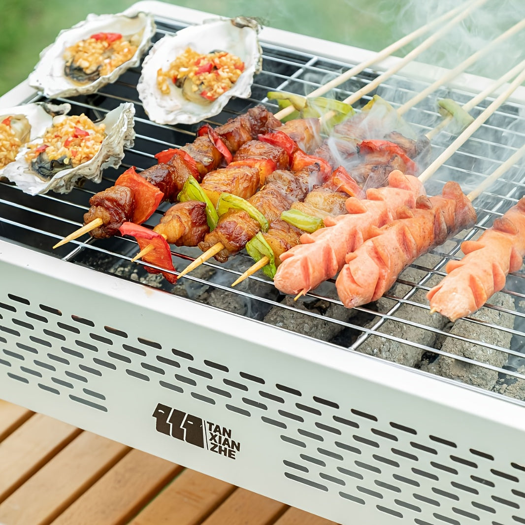 1pc Outdoor Portable Grill- Perfect For Camping/ Fishing/Picnics - Reusable & Foldable