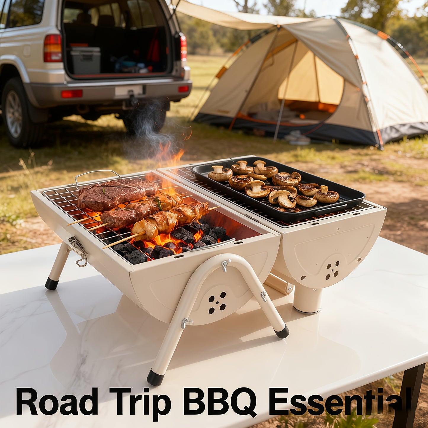 Portable Charcoal Grill | Easy to Carry for Camping, BBQ, Picnics