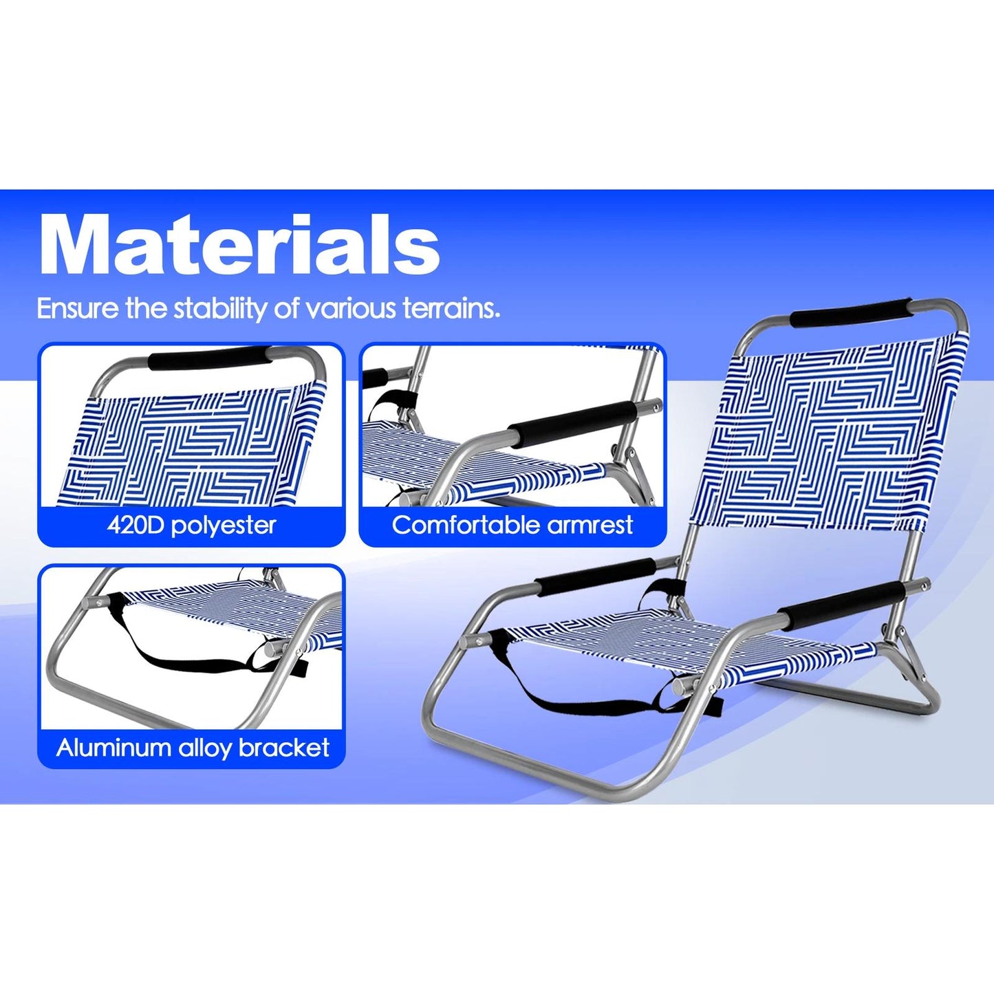 2x Portable Beach Chairs | Folding