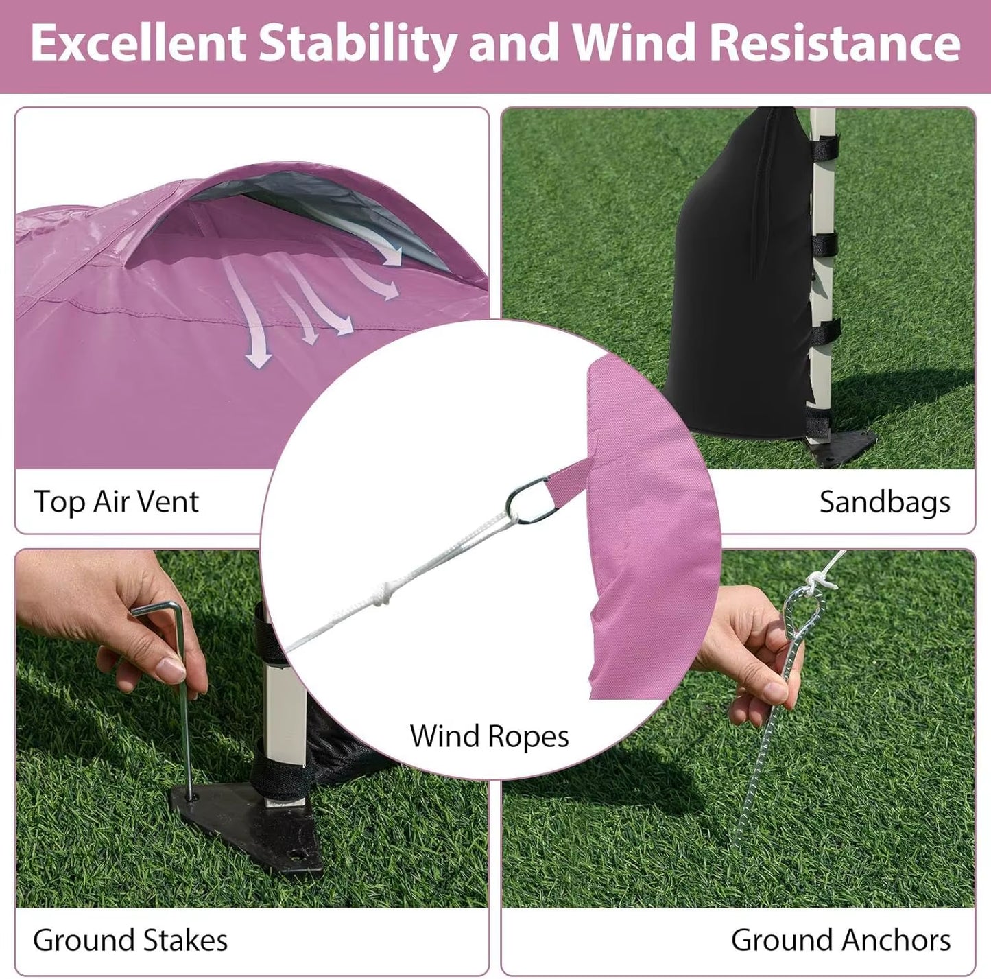 Pop up Canopy Tent W/ 1 Sidewall, Wheeled Bag, 8 Stakes, 4 Anchors, 4 Wind Ropes, 4 Sandbags, Vented Top, Portable Foldable Outd