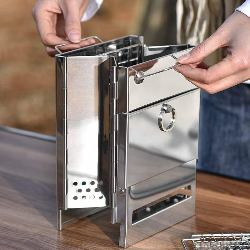 Portable Outdoor Cooking Stove, Grill & Fire Pit - Wood, Twig, Charcoal, Alcohol - Cast Iron - Camp Stove