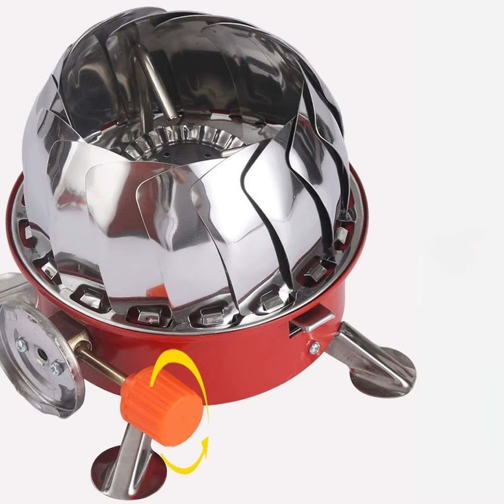 Tea Stove 2800W Lotus Cassette Stove High Power Compact Folding Gas Burner Red Windproof Fondue Gas Cooker Outdoor BBQ