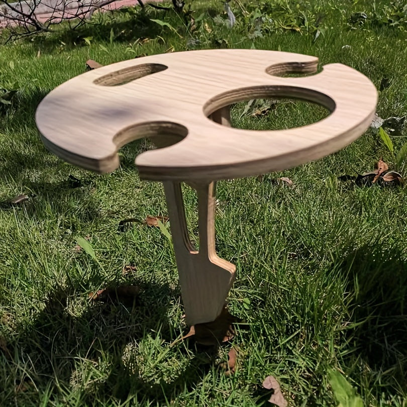 Portable Beach wine Table - Wooden Detachable base for portability