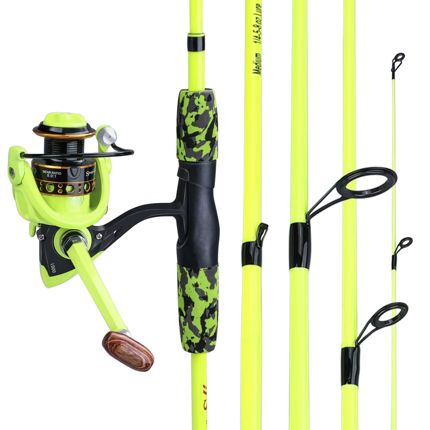 Portable 5 Sections Fishing Rod Combo Fishing Rod and 1000 -3000 Series Spinning Reel Set Pesca Fishing Tackle