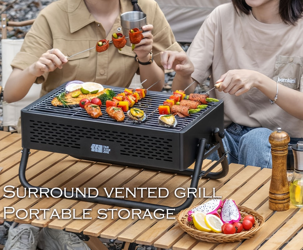 1pc Outdoor Portable Grill- Perfect For Camping/ Fishing/Picnics - Reusable & Foldable