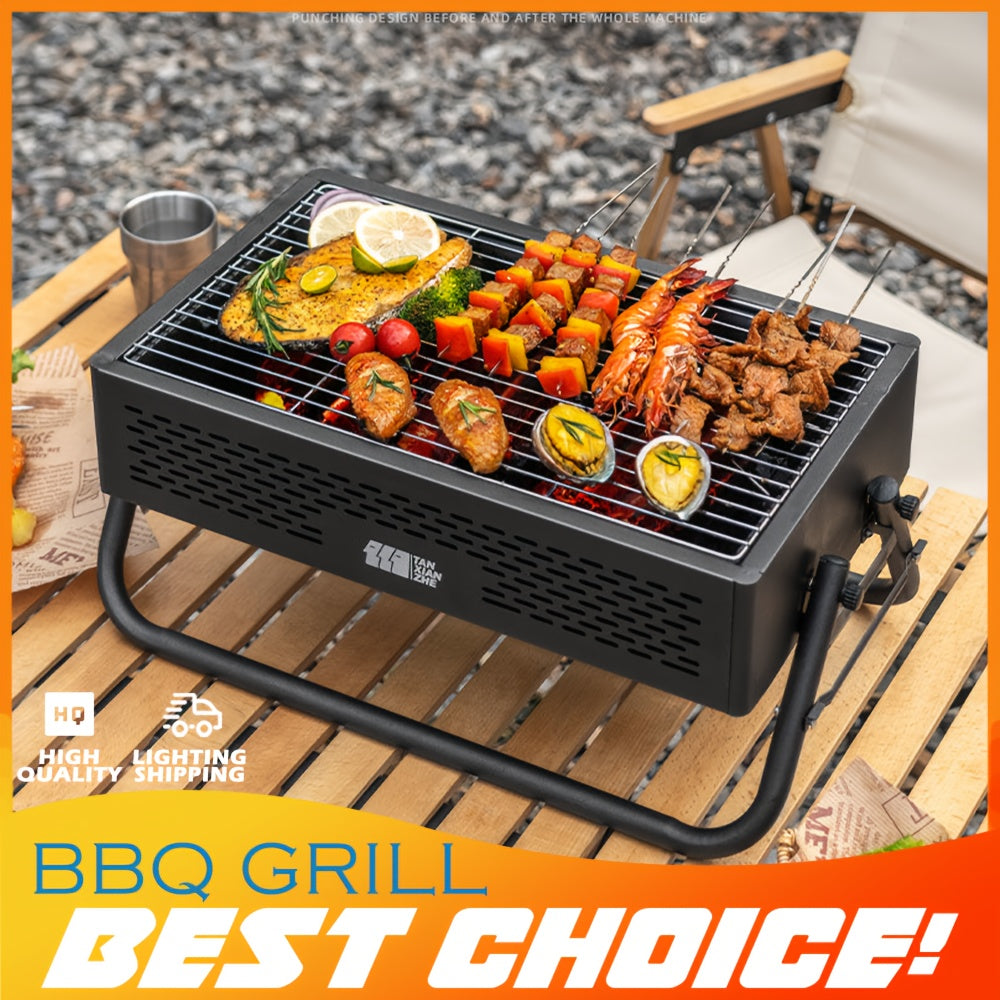 1pc Outdoor Portable Grill- Perfect For Camping/ Fishing/Picnics - Reusable & Foldable