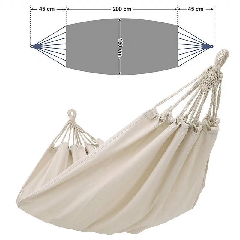 White Organic Cotton Hammock. Double Two Person Hammock