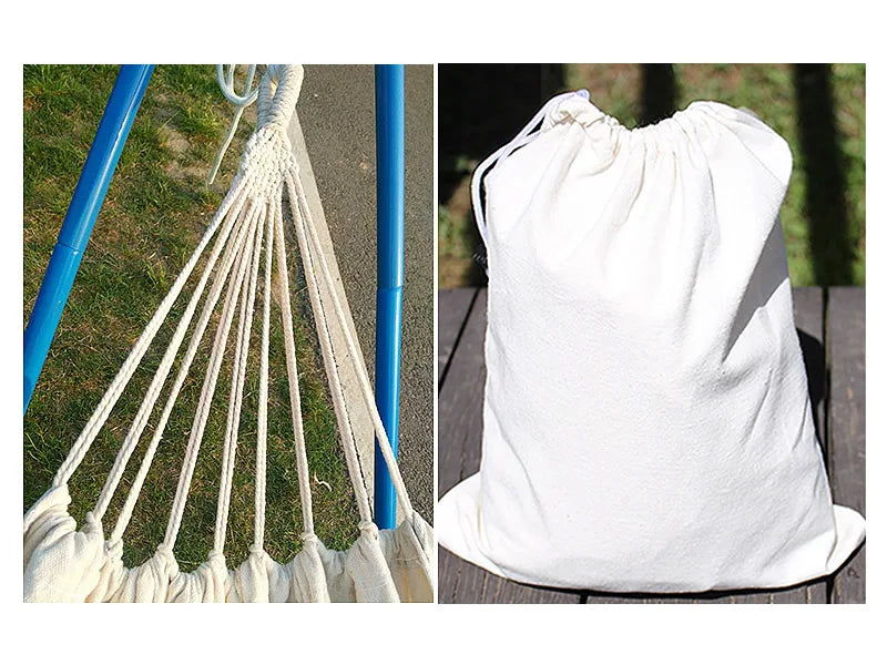 White Organic Cotton Hammock. Double Two Person Hammock