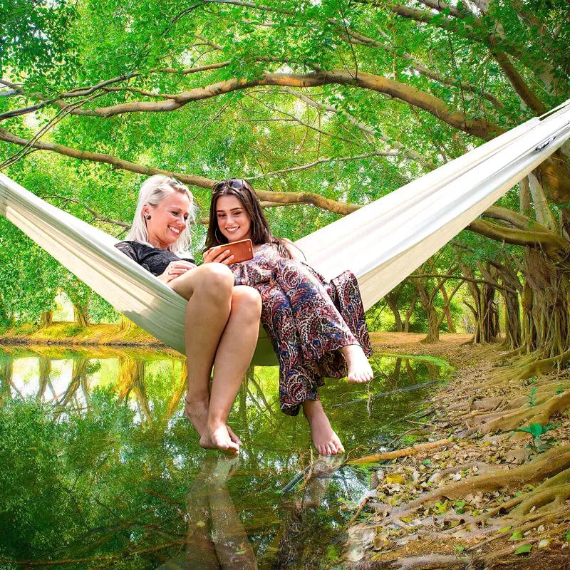 White Organic Cotton Hammock. Double Two Person Hammock