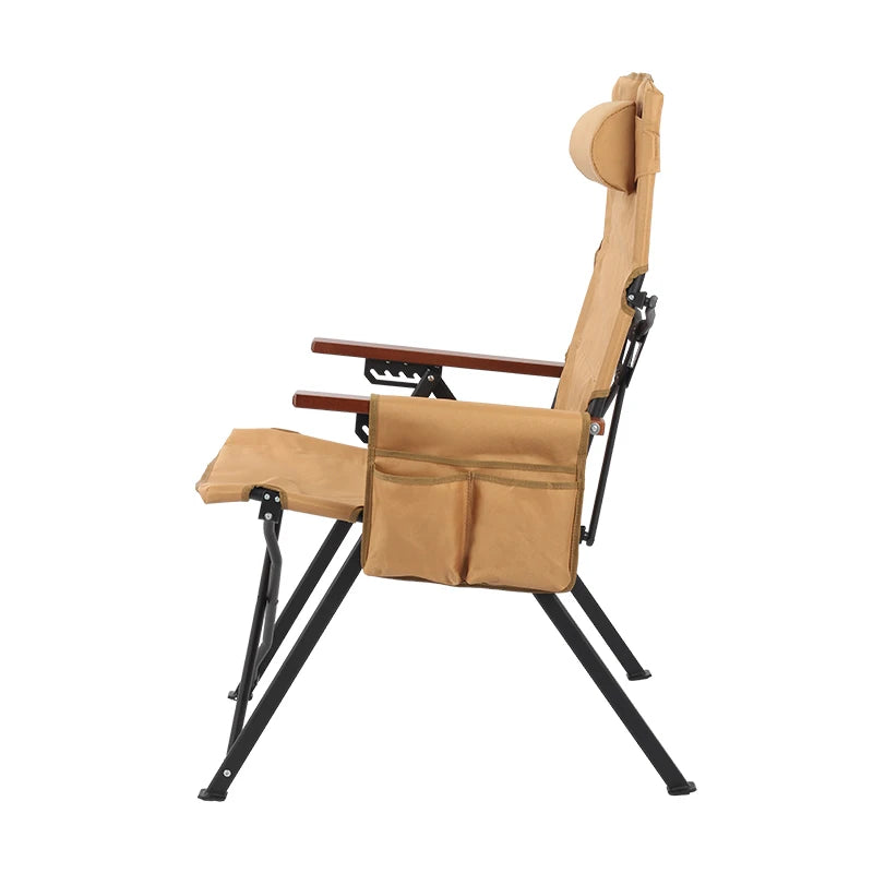 Adjustable 5-Position Folding Chair With Pillow & Armrests - Perfect For Outdoor Camping, Fishing, Relaxation