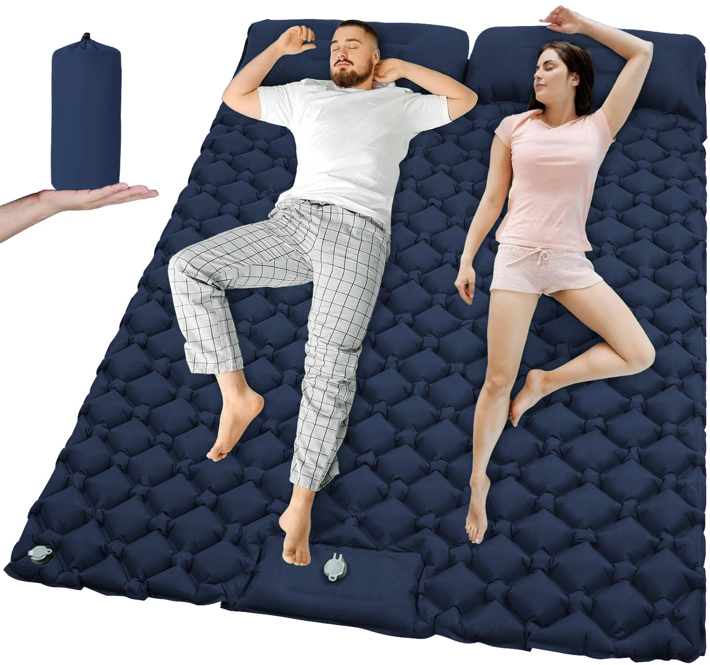 Outdoor Camping Double Inflatable Mattress Extra Wide Sleeping Pad Ultralight