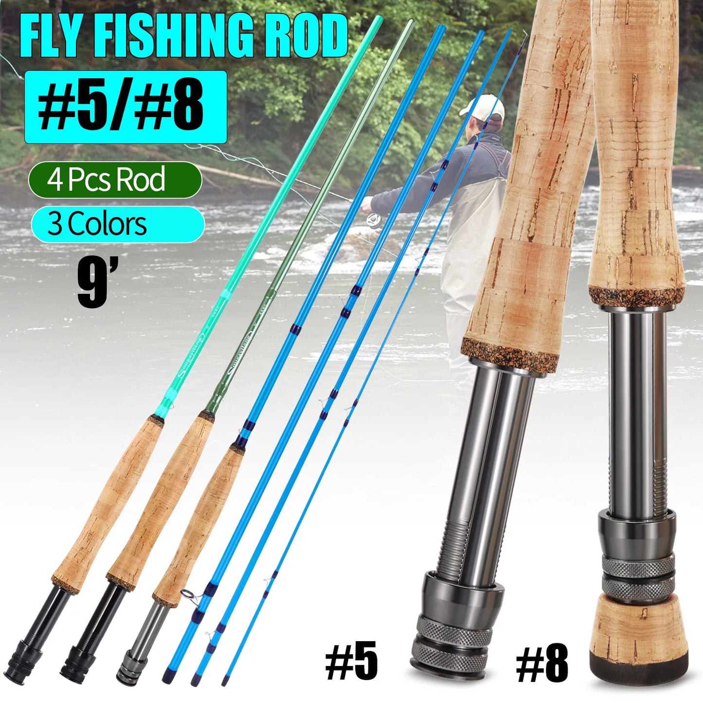 Fly Fishing Carbon Fly Fishing Rods LW Freshwater Fly Rods for Salmon Fishing Tackle