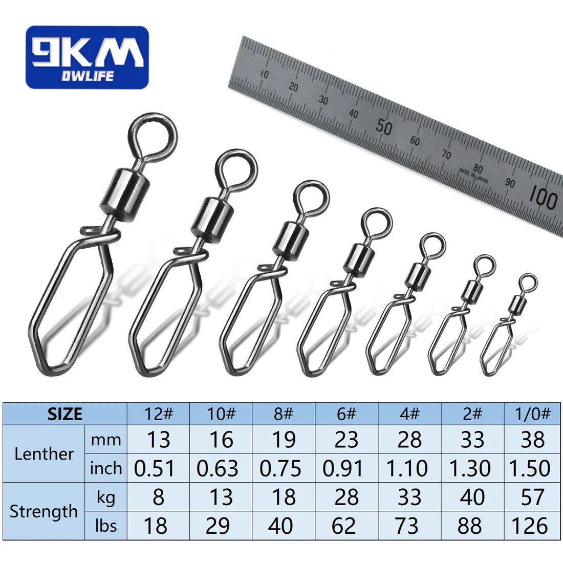 Snap Stainless Steel Fishing Rolling Barrel Swivels