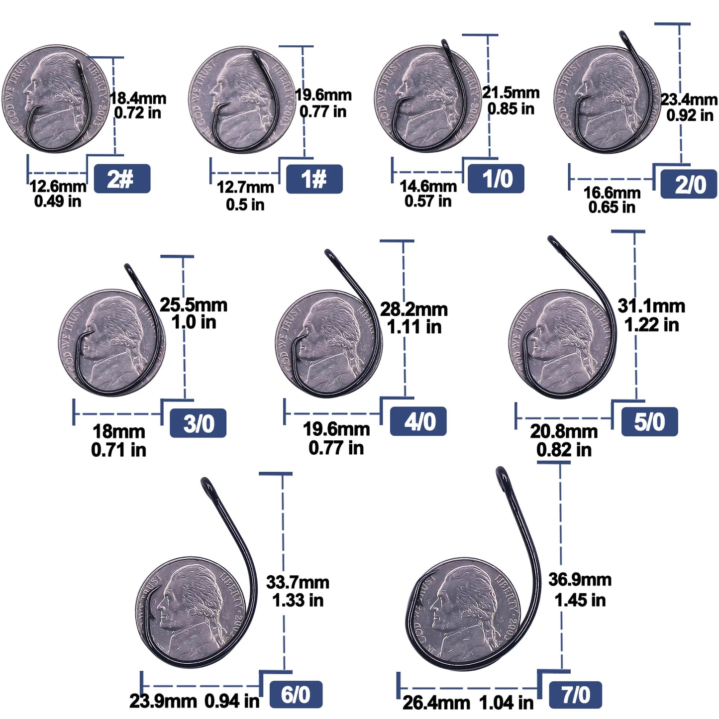 Circle Hooks 25~100Pcs - Wide Gap Non-Offset Circle Hook