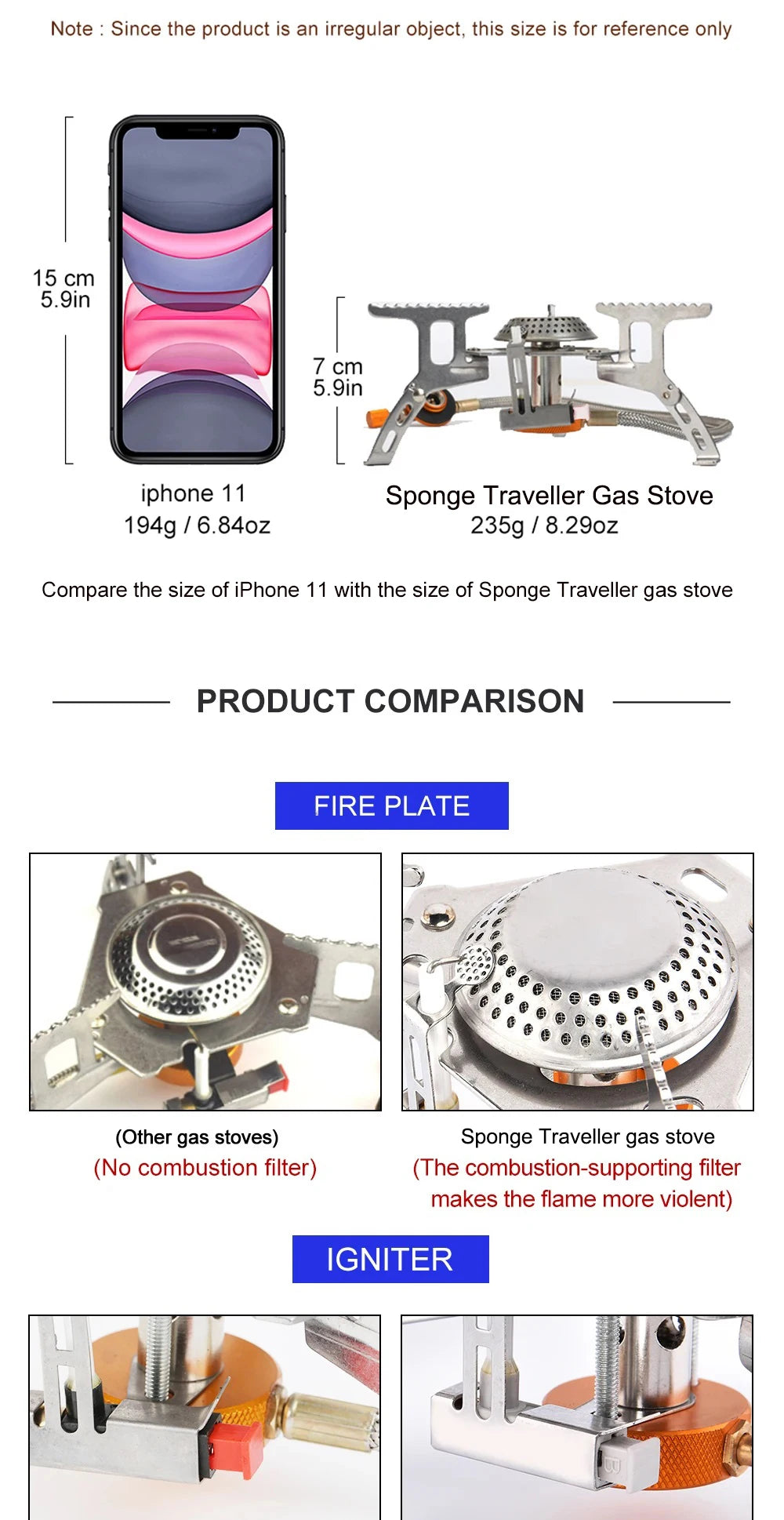 Camping Gas Stove, SUPER Portable Folding Outdoor Backpacking Stove 3500W