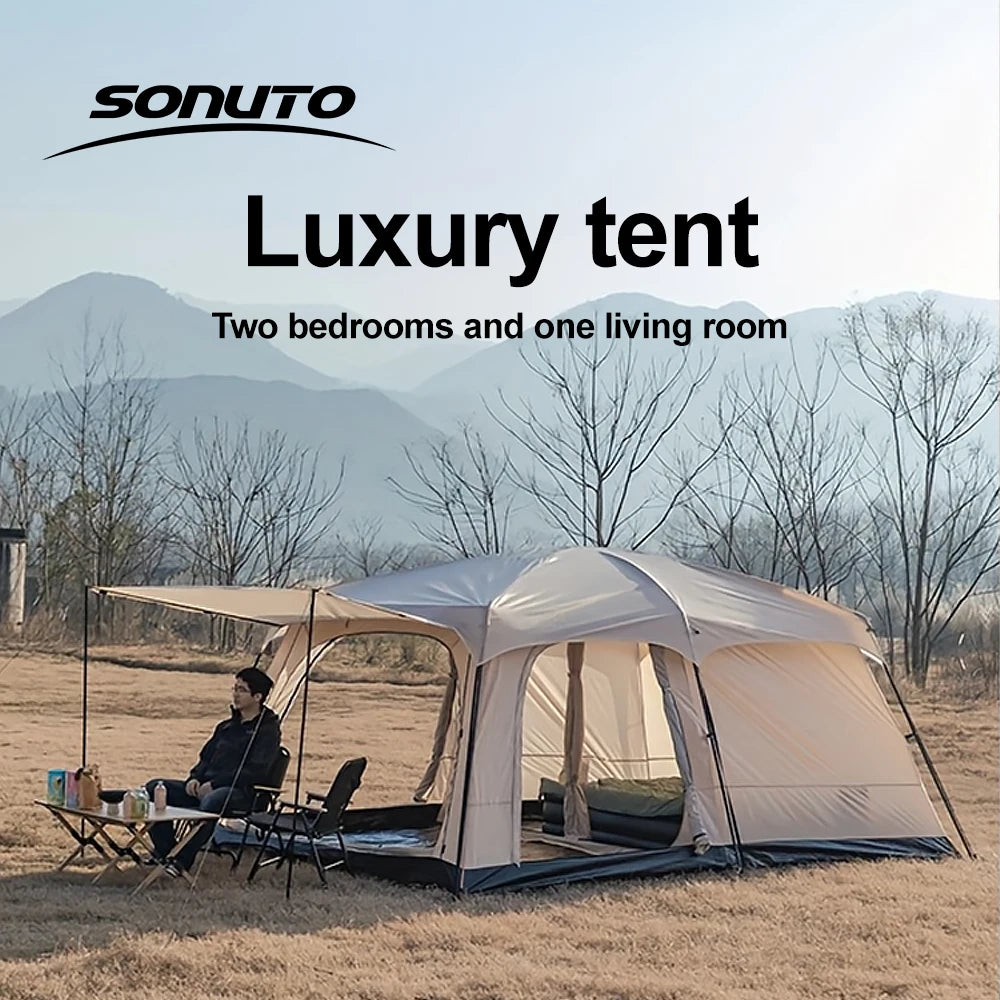 Sonuto Tent, outdoor camping two-bedroom portable thickened field awning