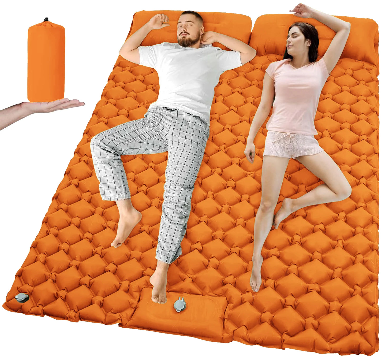 Outdoor Camping Double Inflatable Mattress Extra Wide Sleeping Pad Ultralight