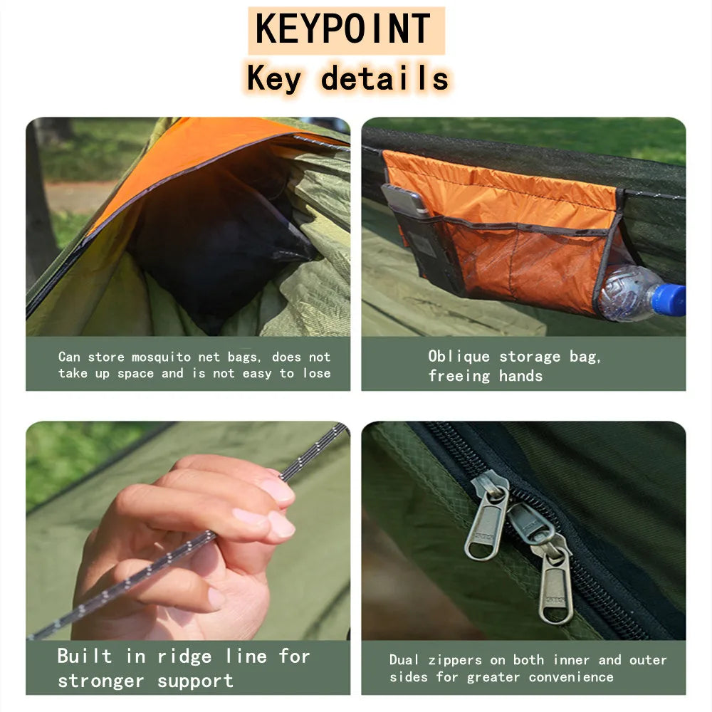 Portable Outdoor Garden Quick Open Anti-Rollover Mosquito Net Hammock