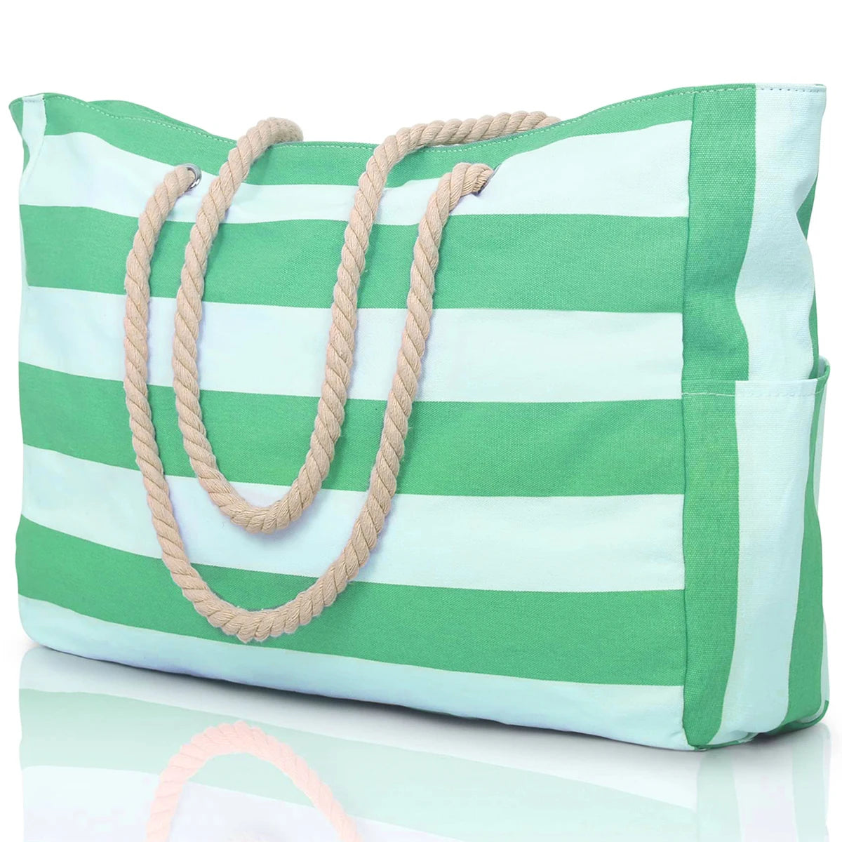 Striped zipper outer bag, waterproof and sand resistant canvas