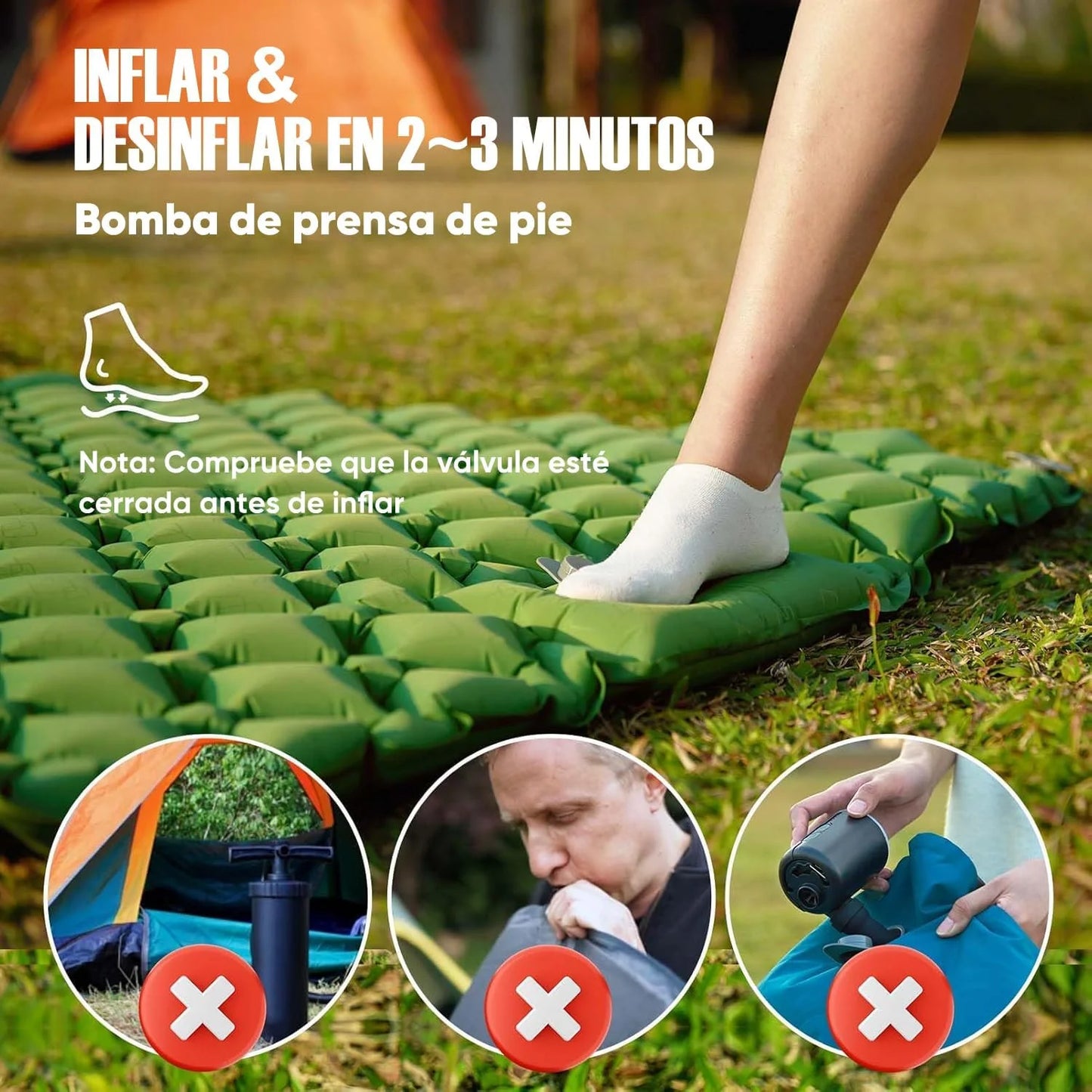 Outdoor Camping Double Inflatable Mattress Extra Wide Sleeping Pad Ultralight