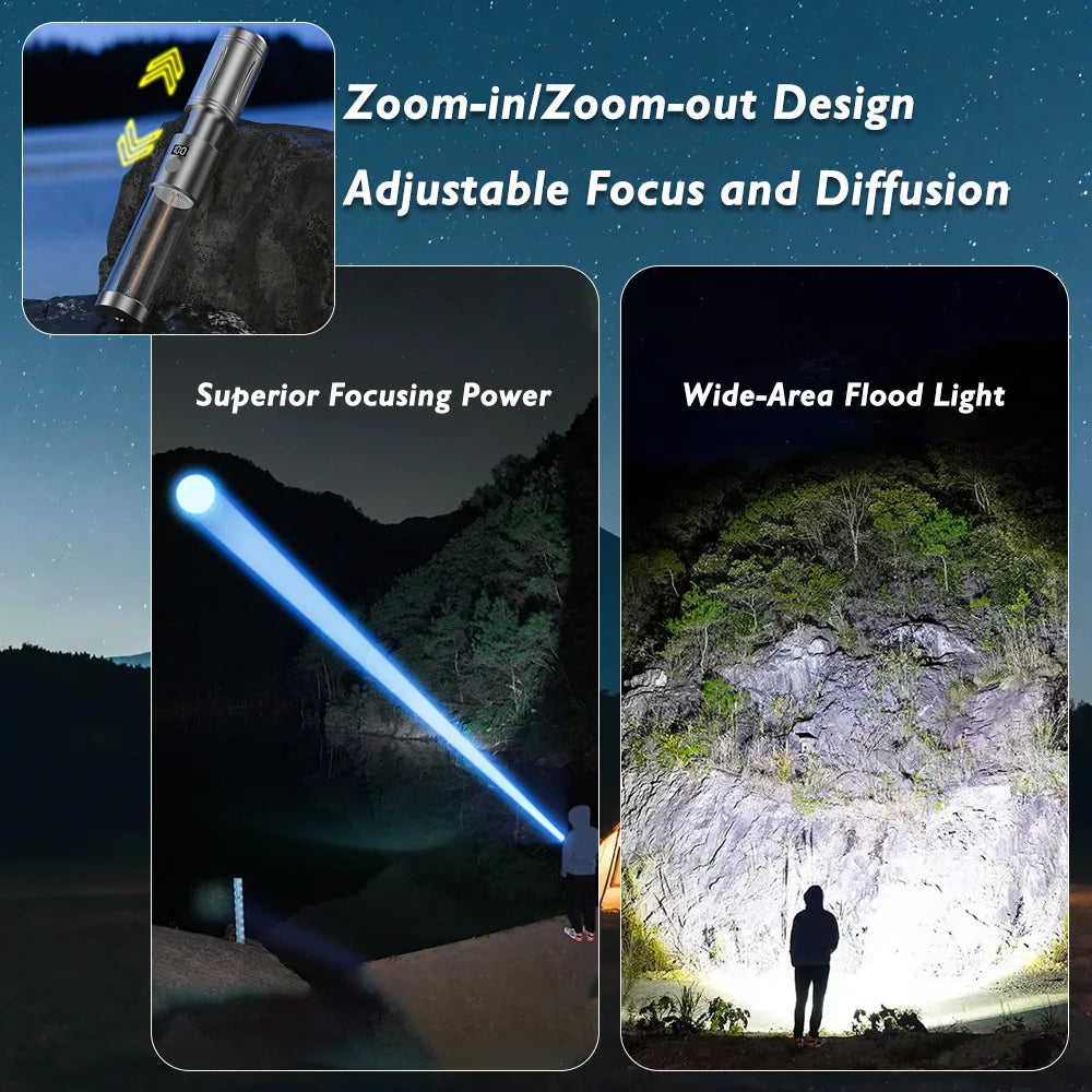 Rechargeable Outdoor Portable Hiking Camping Fishing Flashlight - Telescopic