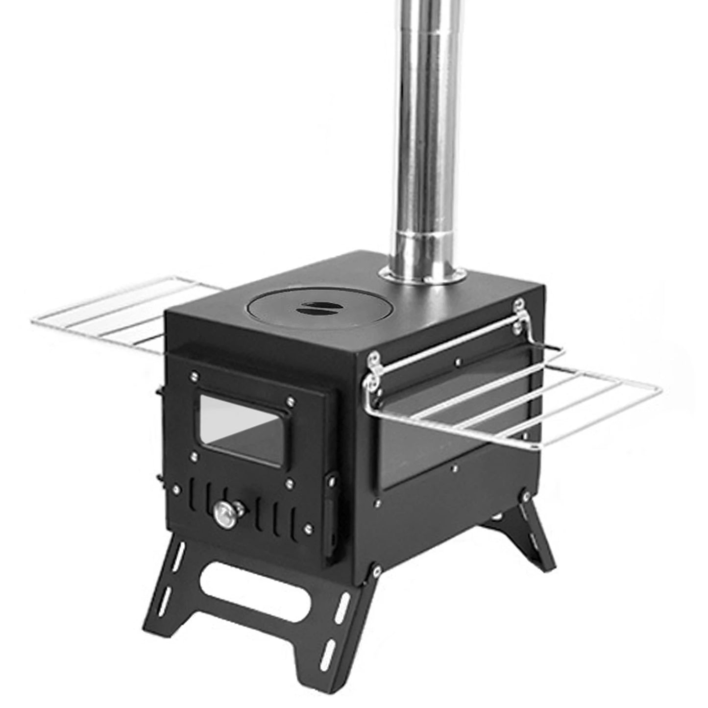 Outdoor Camping Wood-burning Stove. Wood Burner Stainless Steel Foldable Tent Heater