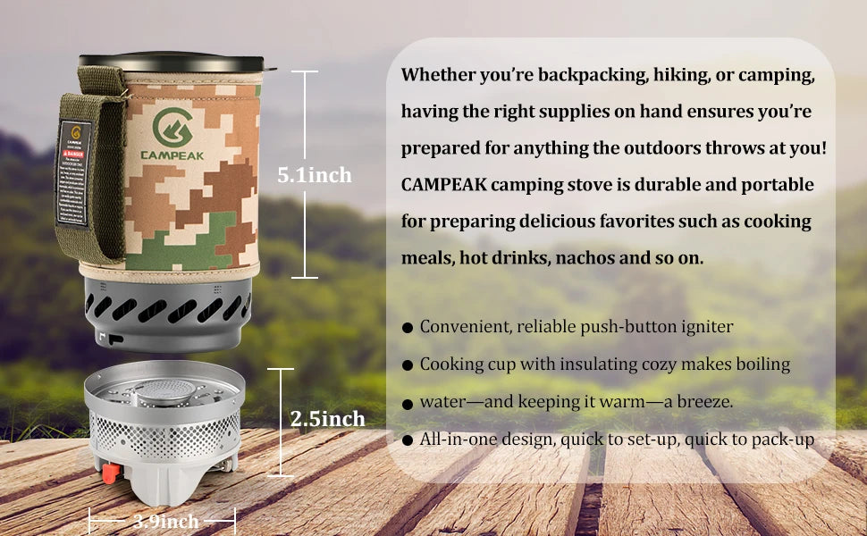 1.4L Portable Cooking System With Heat Exchanger Pot